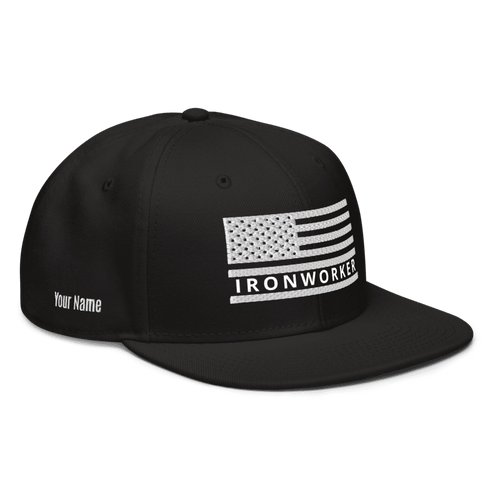 Embroidered American Flag Ironworker Hat - Personalized Snapback, Welder Gifts