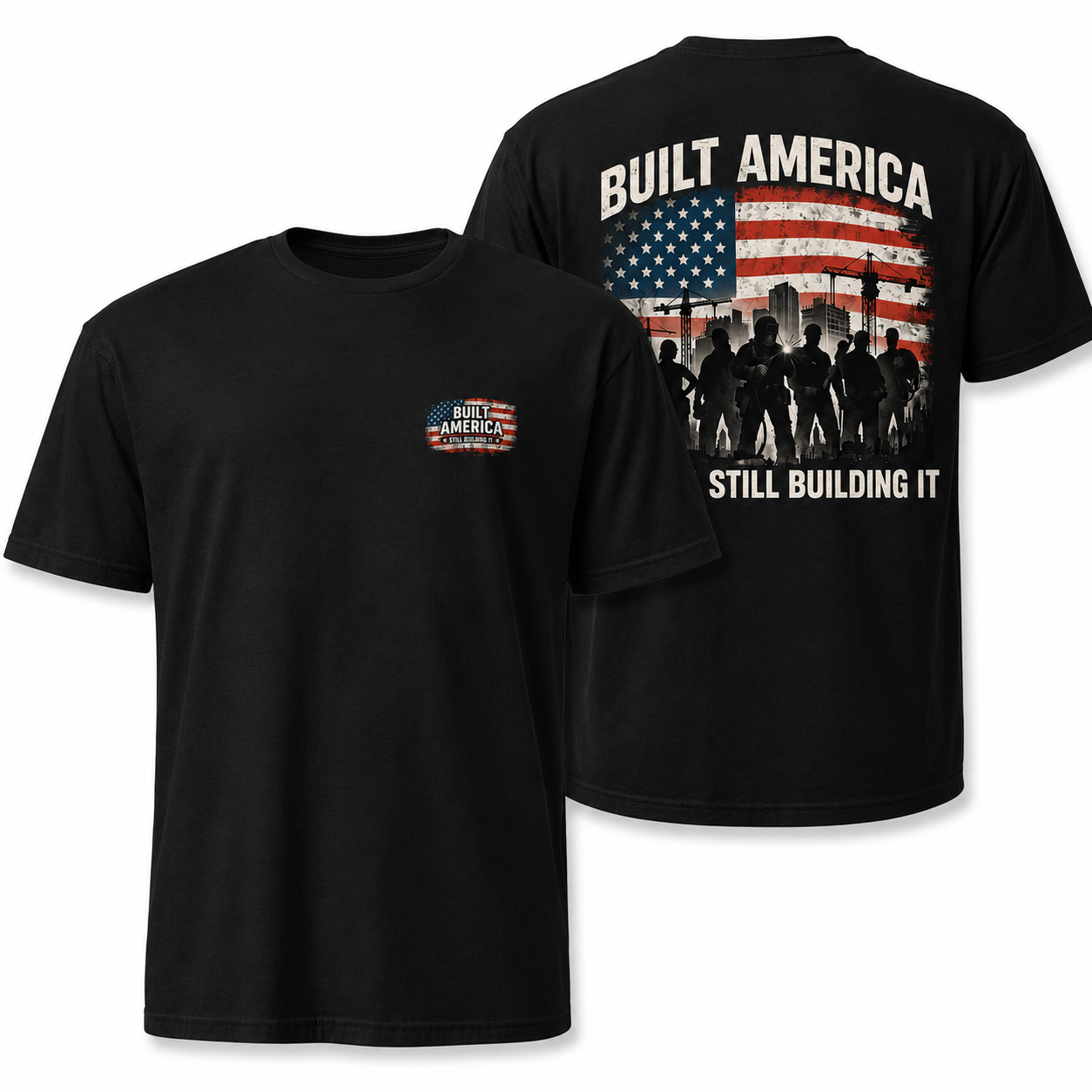 Labor Day Gift, Construction Worker Shirt, Patriotic USA Builder Tee, Blue Collar Gifts, Welder, Ironworker, Electrician